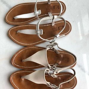 K JACQUES White 40 & Cream Leather Sandal Size 39